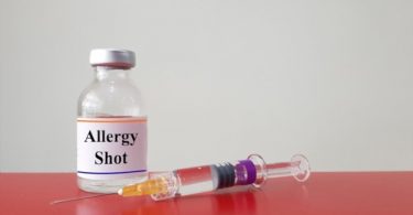 Allergy shot in bottle and syringe for injection for allergy shots at home treatment.