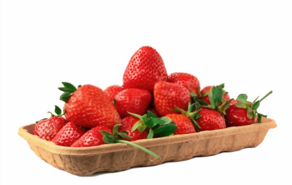 juicy ripe red Strawberries In Brown Paper Box.