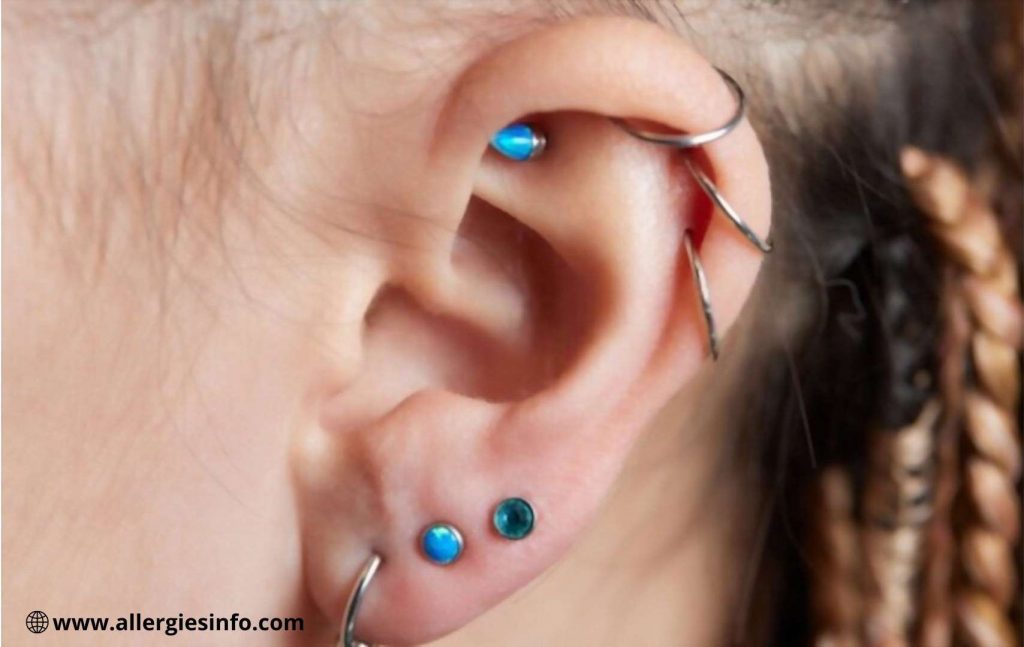 Auricle Piercings on a female ear